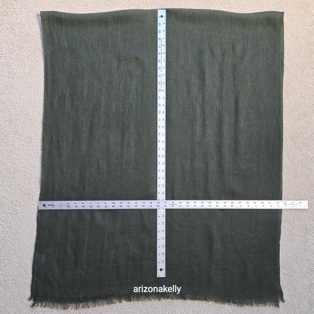 Eileen Fisher Linen Scarf Olive Green - Picture 9 of 10
